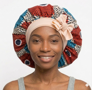 Soft Ankara Print Satin Tie Back Bonnet MunSeyaa'n Collective