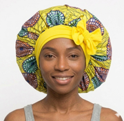 Soft Ankara Print Satin Tie Back Bonnet MunSeyaa'n Collective