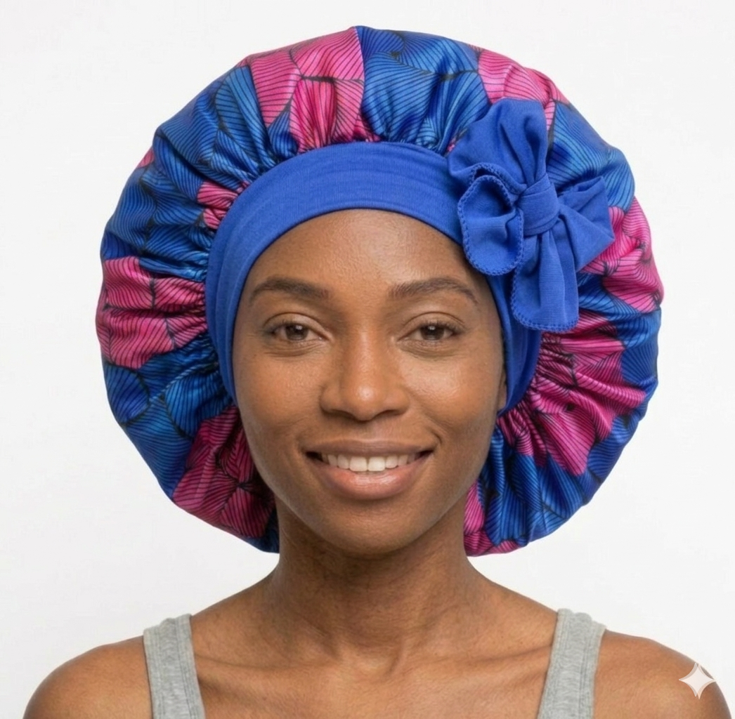 Soft Ankara Print Satin Tie Back Bonnet MunSeyaa'n Collective