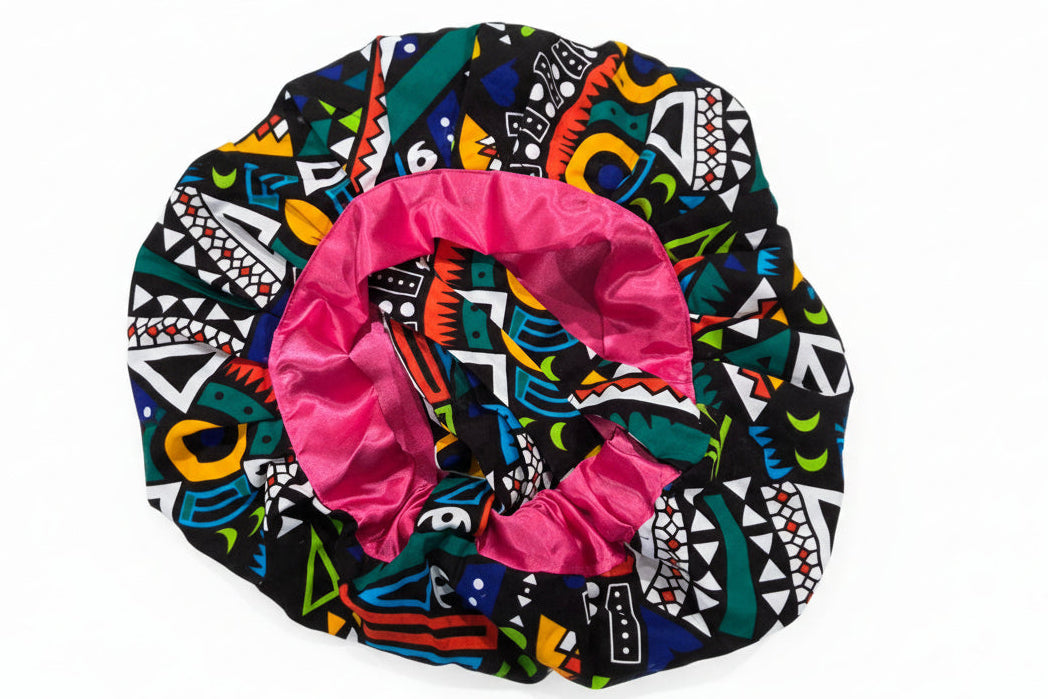 Ankara Cloth with Satin Bonnet MunSeyaa'n Collective
