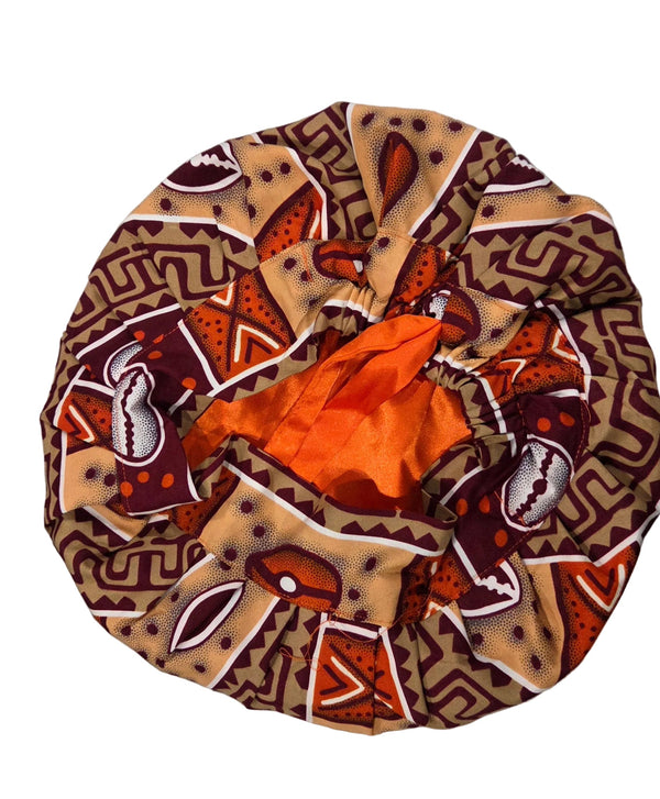 Ankara Cloth with Satin Bonnet MunSeyaa'n Collective
