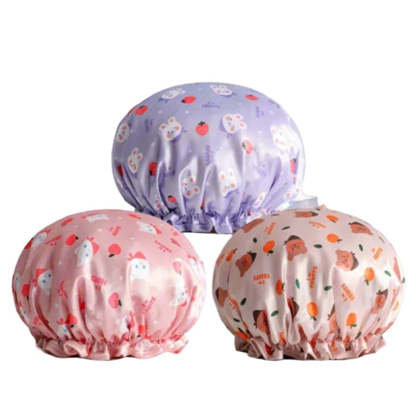 Kids Satin Double Layer Waterproof Shower Cap