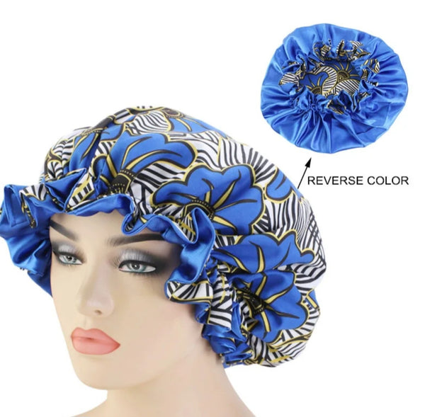 Soft African Print Satin Bonnet