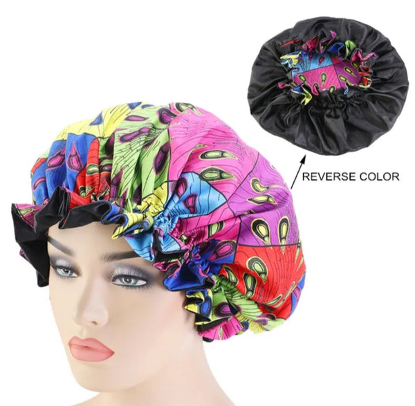 Soft African Print Satin Bonnet