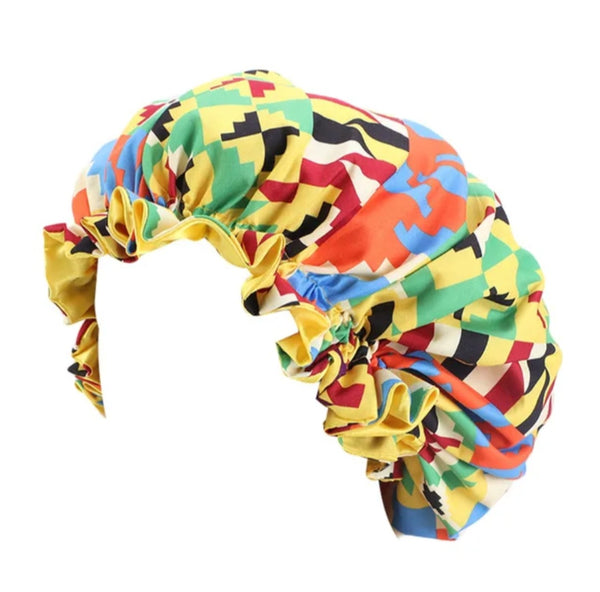 Soft African Print Satin Bonnet