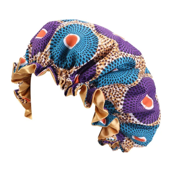 Soft African Print Satin Bonnet