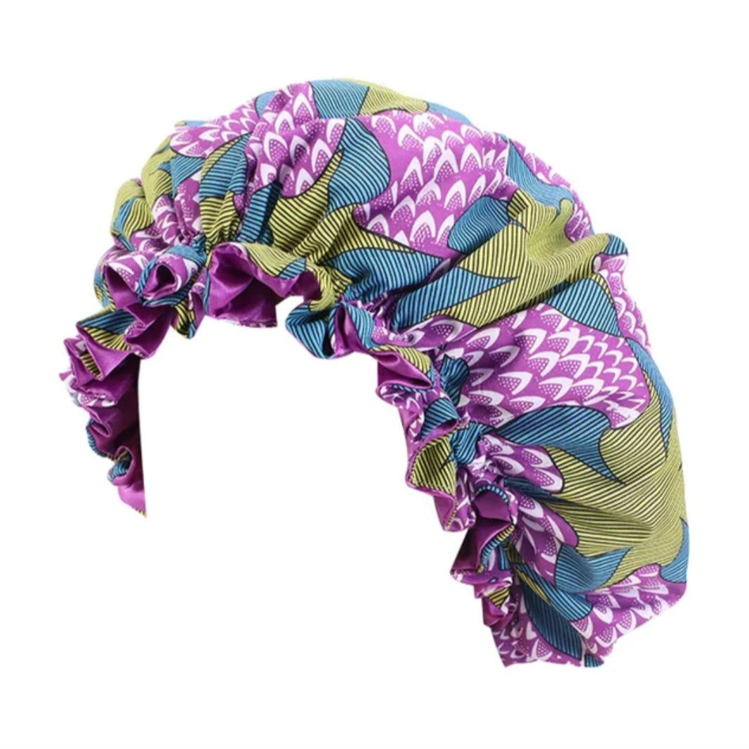 Soft African Print Satin Bonnet