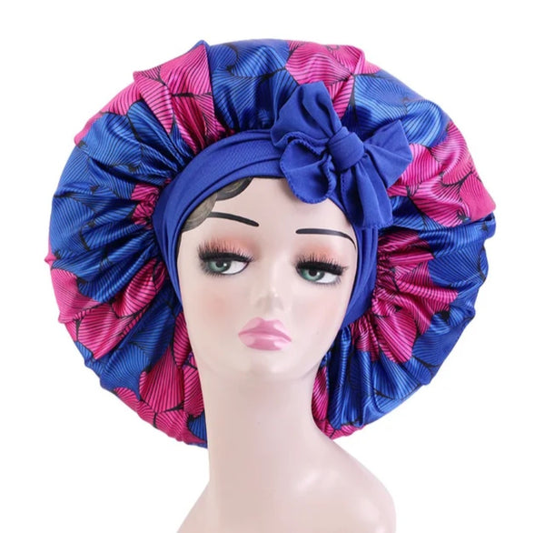Soft Ankara Print Satin Tie Back Bonnet