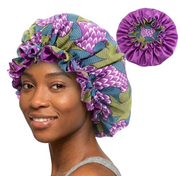 Soft African Print Satin Bonnet - Butterfly Style