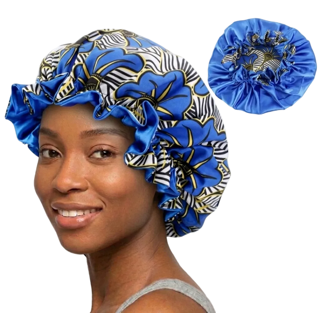 Soft African Print Satin Bonnet - Butterfly Style