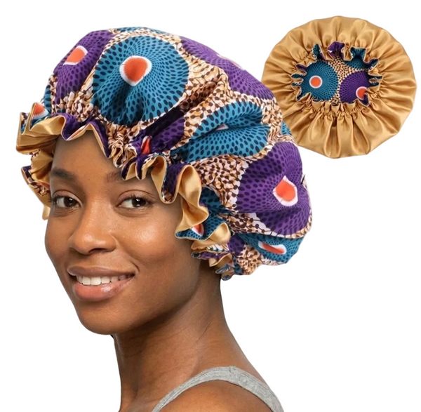 Soft African Print Satin Bonnet - Butterfly Style MunSeyaa'n Collective