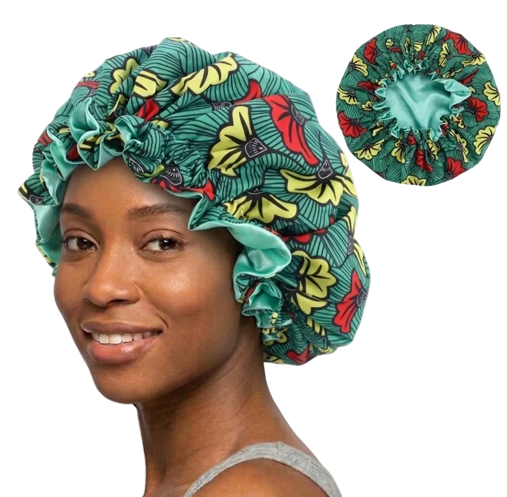 Soft African Print Satin Bonnet - Butterfly Style