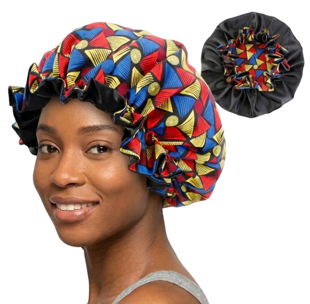 Soft African Print Satin Bonnet - Butterfly Style