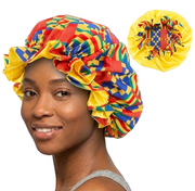 Soft African Print Satin Bonnet - Butterfly Style