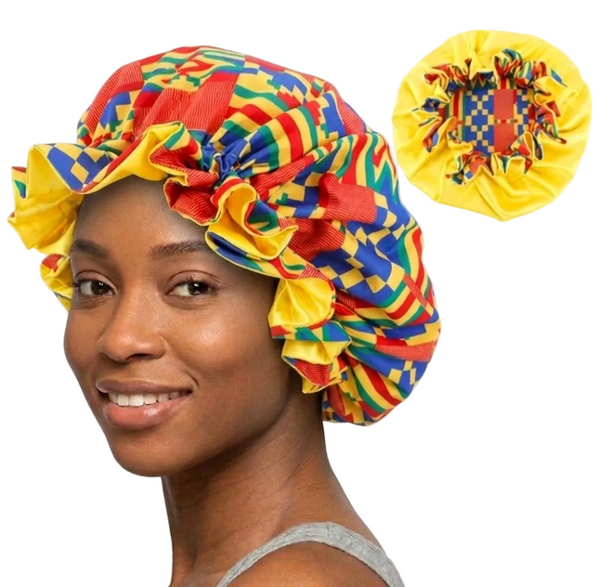 Soft African Print Satin Bonnet - Butterfly Style MunSeyaa'n Collective