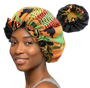 Soft African Print Satin Bonnet - Butterfly Style
